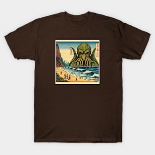 Cthulu Woodblock Print T-Shirt